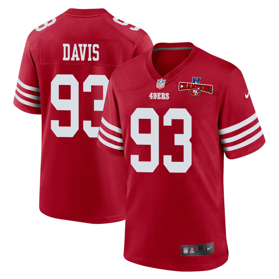 Kalia Davis 93 San Francisco 49ers NFC Champions Patch Game Scarlet NFL Jersey Men's