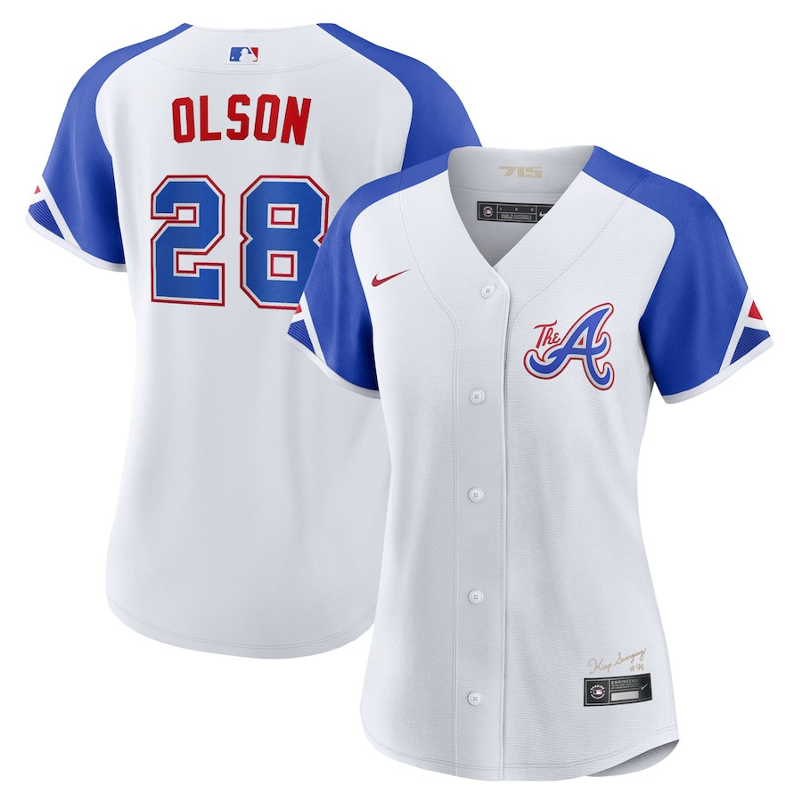 Matt Olson 28 Atlanta Braves 2023 City Connect White MLB Jersey Women's
