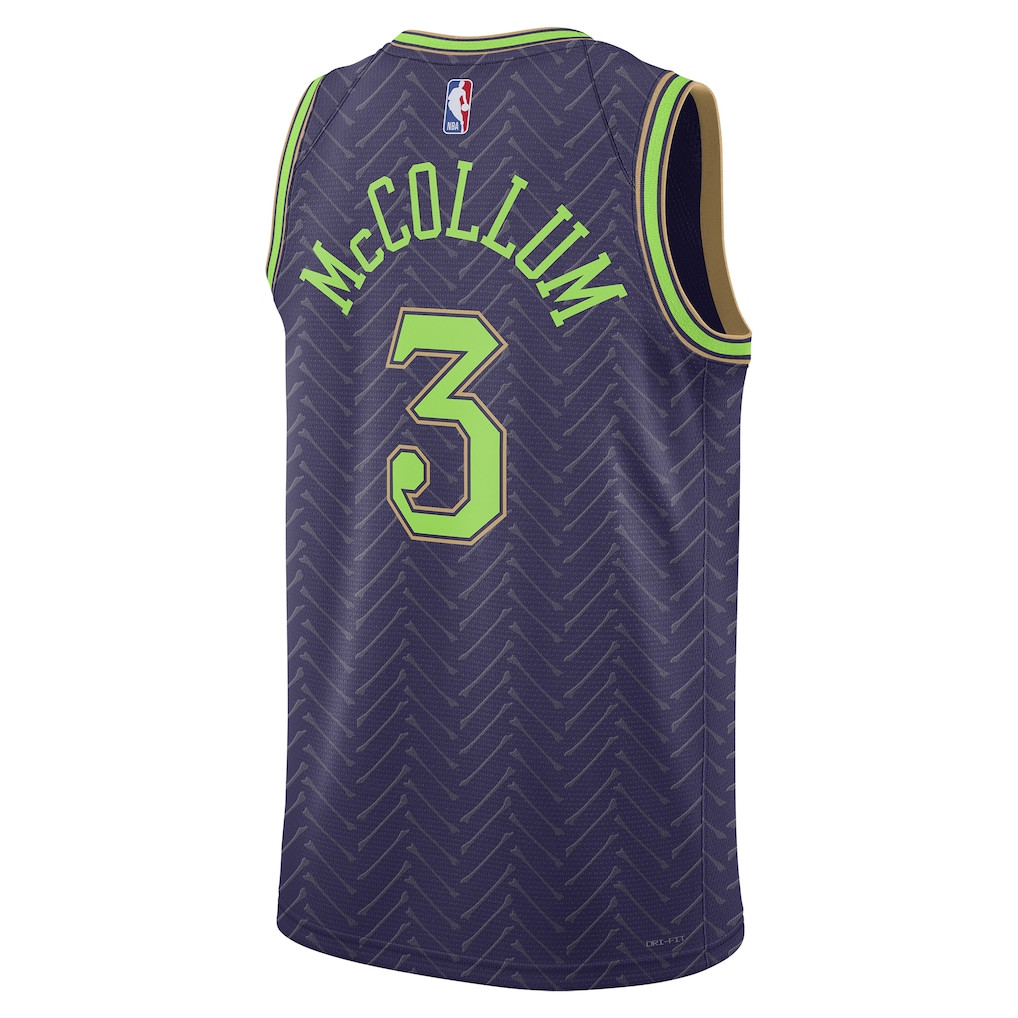 CJ McCollum 3 New Orleans Pelicans Unisex 2024/25 Swingman Player City Edition Purple NBA Jersey Unisex