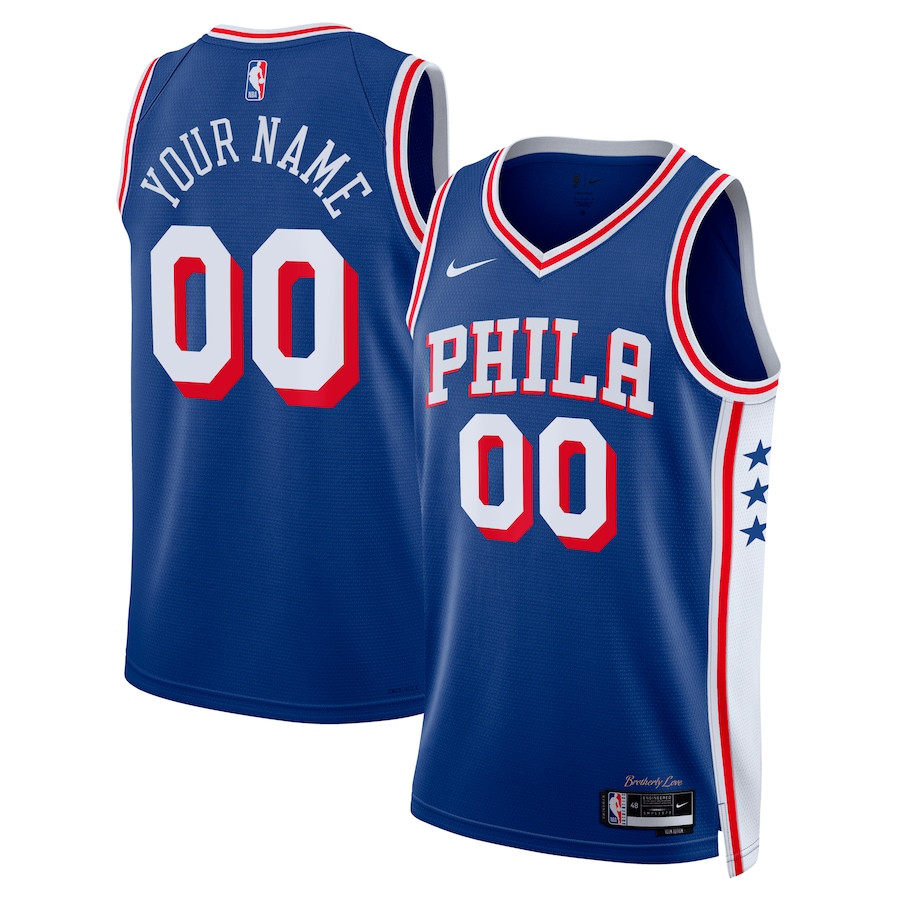 Philadelphia 76ers Icon Swingman Custom Royal NBA Jersey Men's