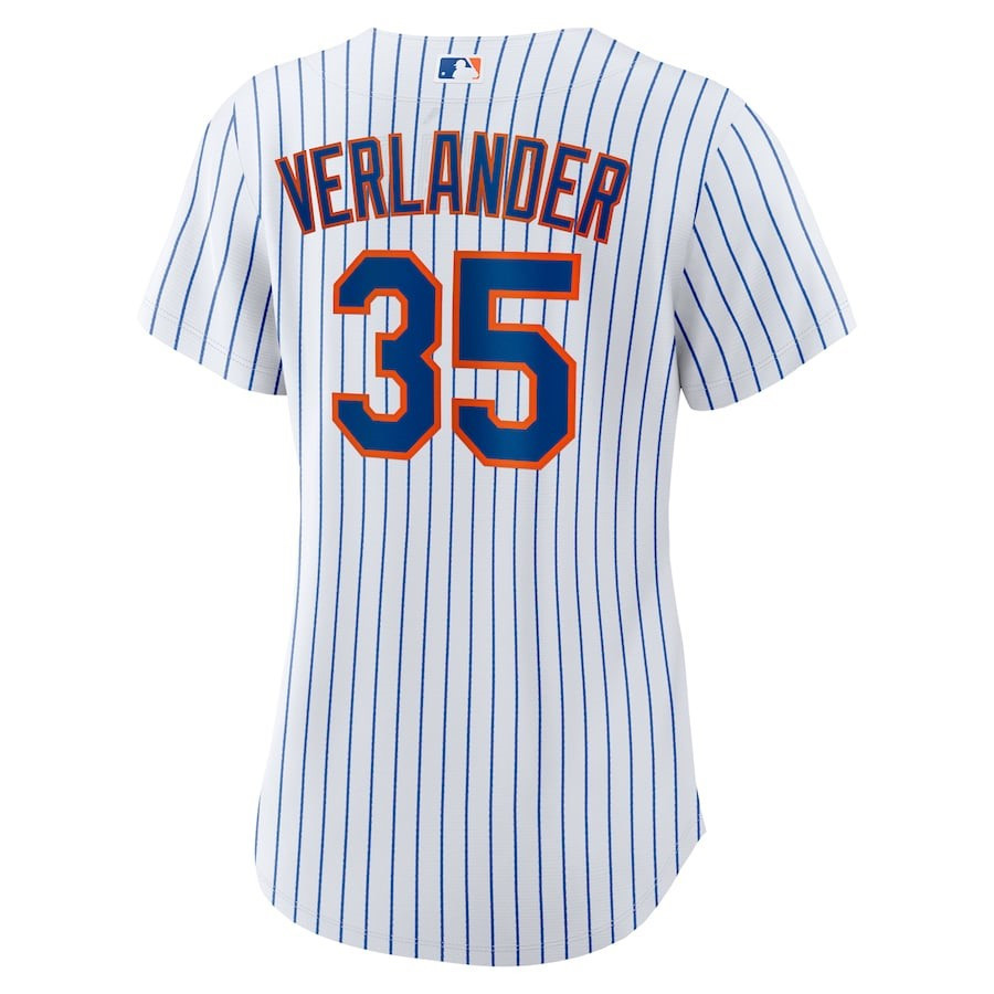 Justin Verlander 35 New York Mets Home Player White/Royal MLB Jersey Women's