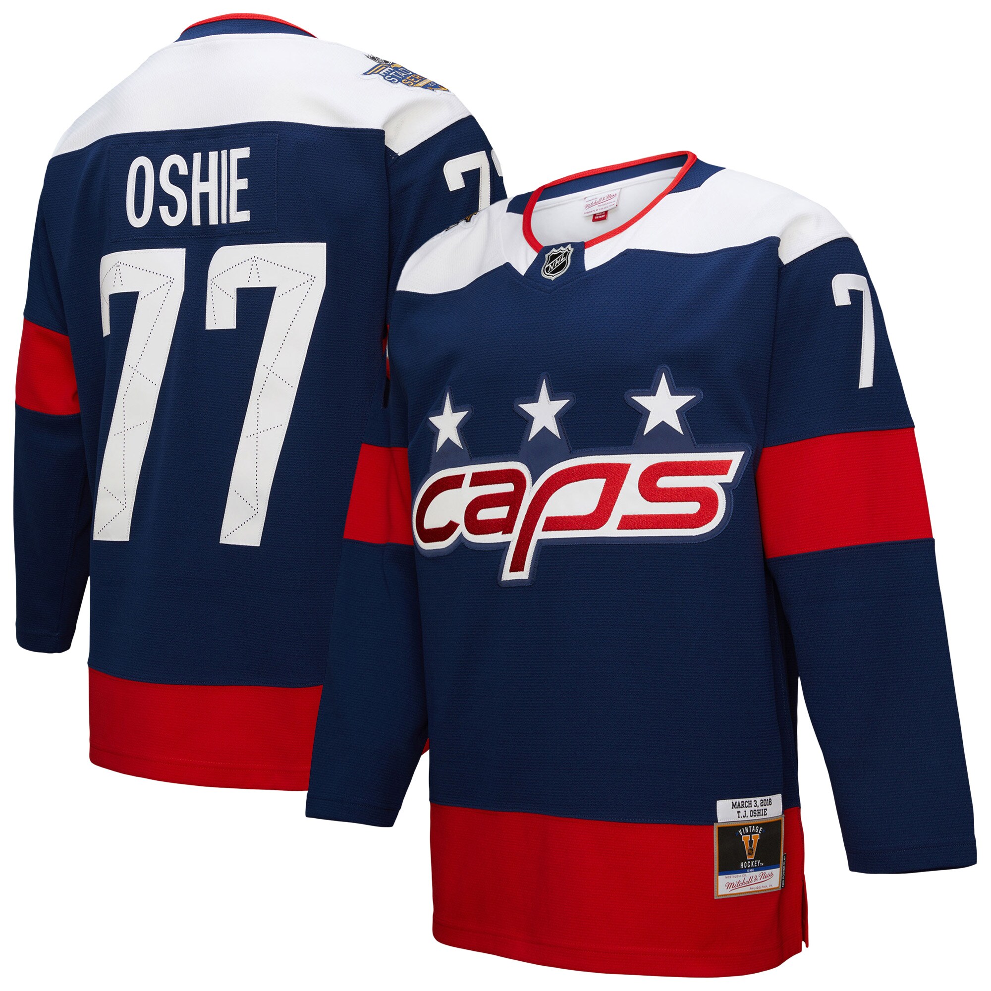 Washington Capitals TJ Oshie Mitchell Ness Navy Power Play NHL Jersey Men's