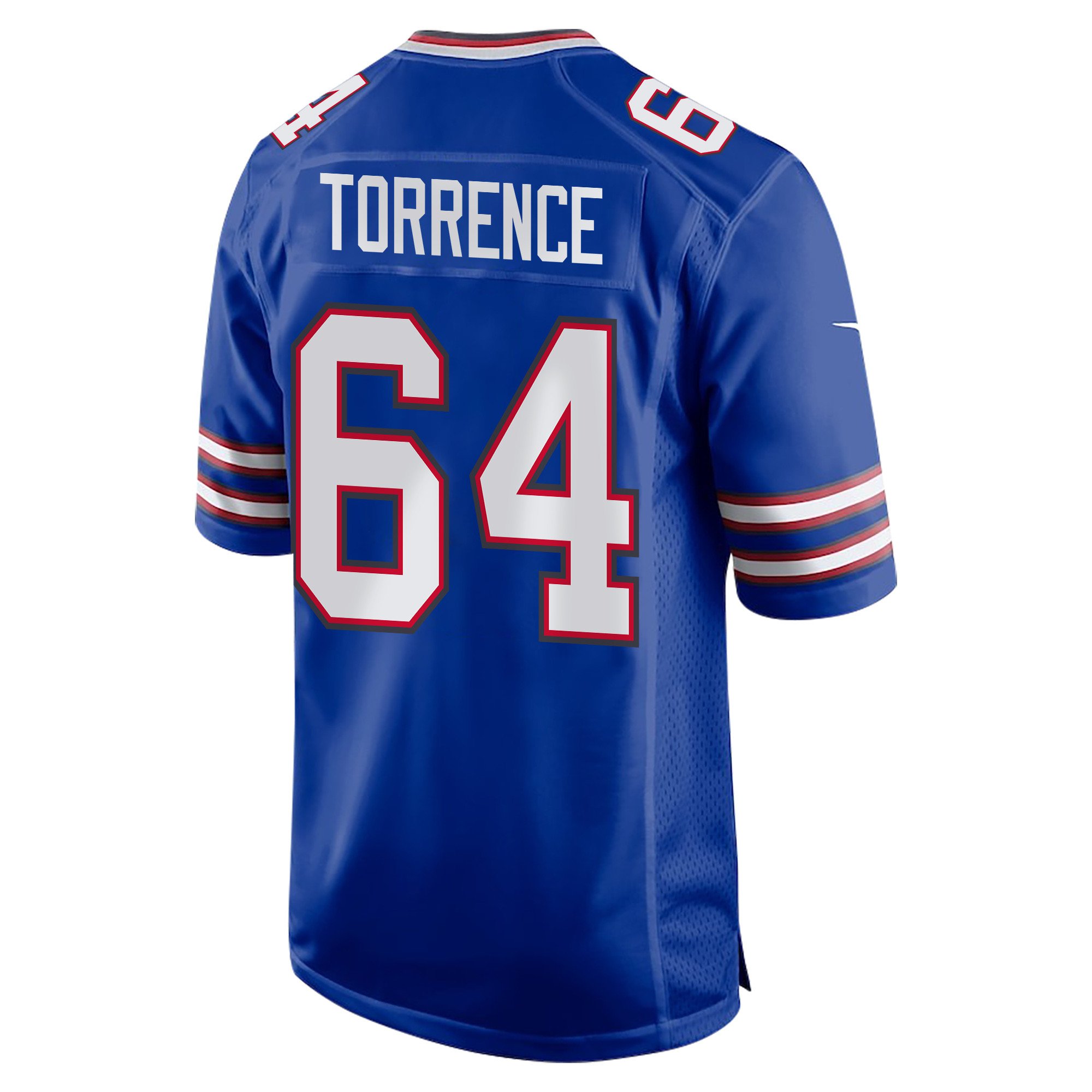 O'Cyrus Torrence 64 Buffalo Bills Super Bowl LIX Champions Patch New Orleans Where Passion Ignites' EMBROIDERED Game Royal NFL Jersey Men's