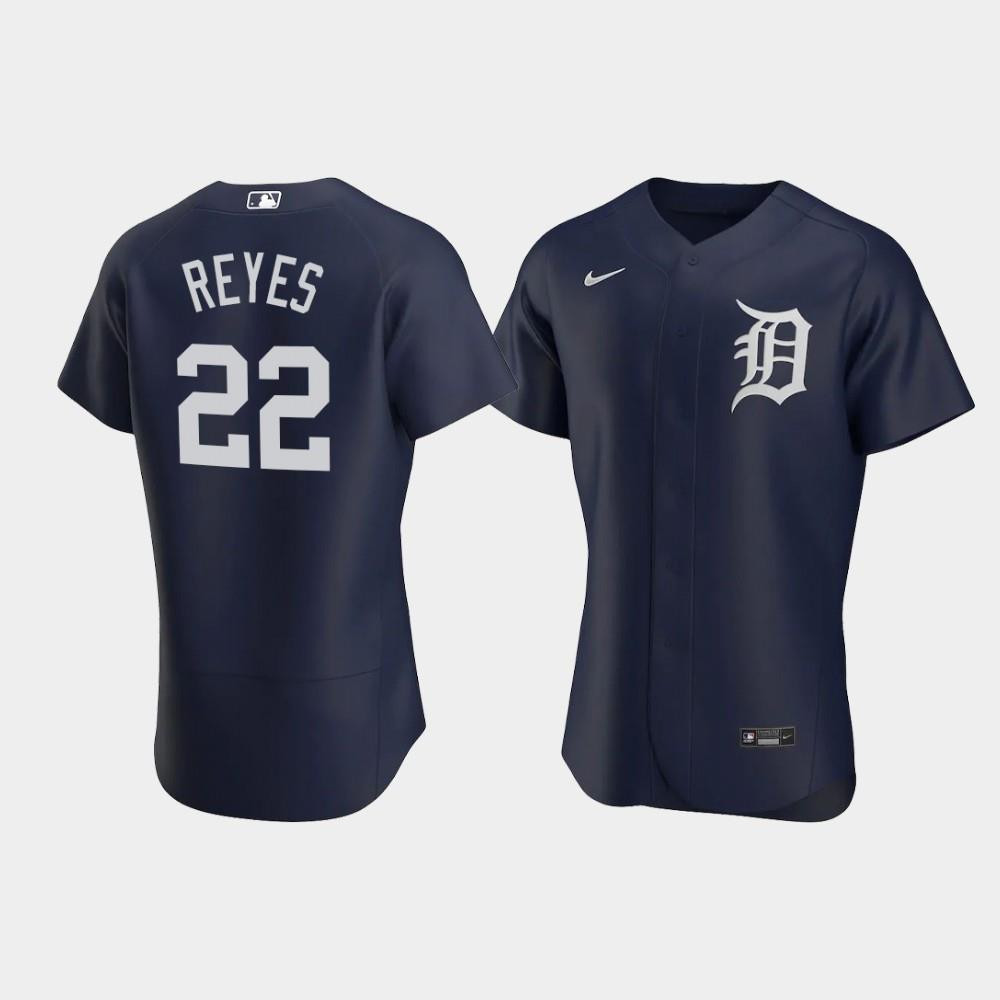 Victor Reyes 22 Detroit Tigers Team Logo Navy Alternate MLB Jersey Men's
