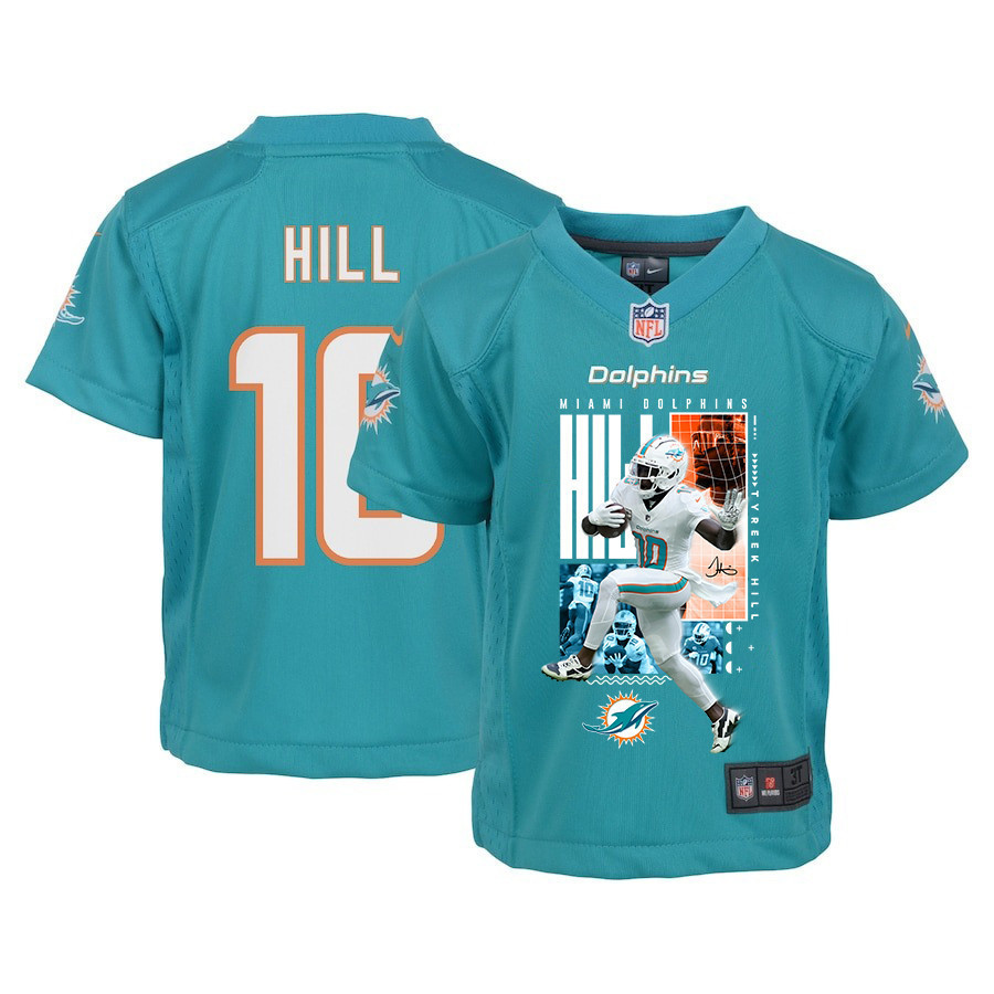 Tyreek Hill 10 Miami Dolphins The Cheetah Game Aqua NFL Jersey Youth