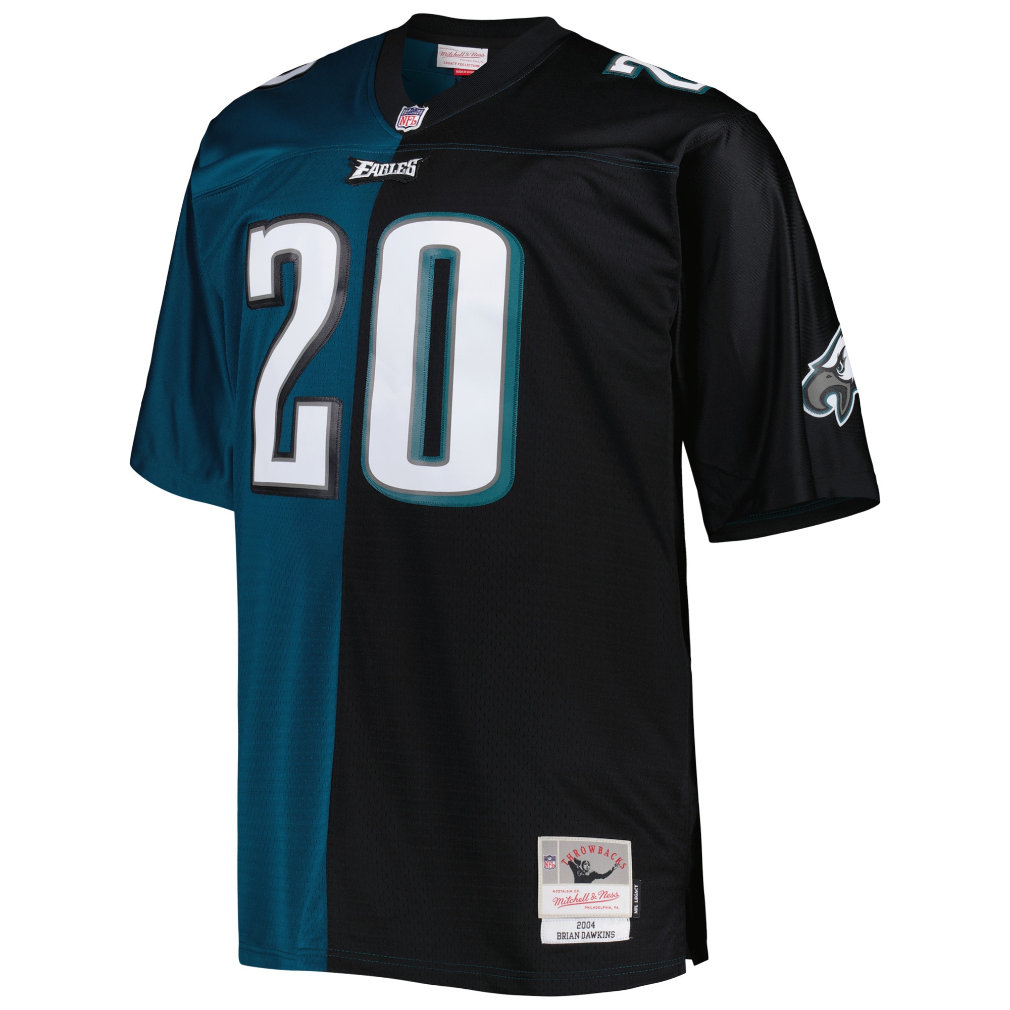 Philadelphia Eagles Brian Dawkins Mitchell Ness Midnight Green/Black Big Tall Split Legacy Retired Player NFL Jersey Men's