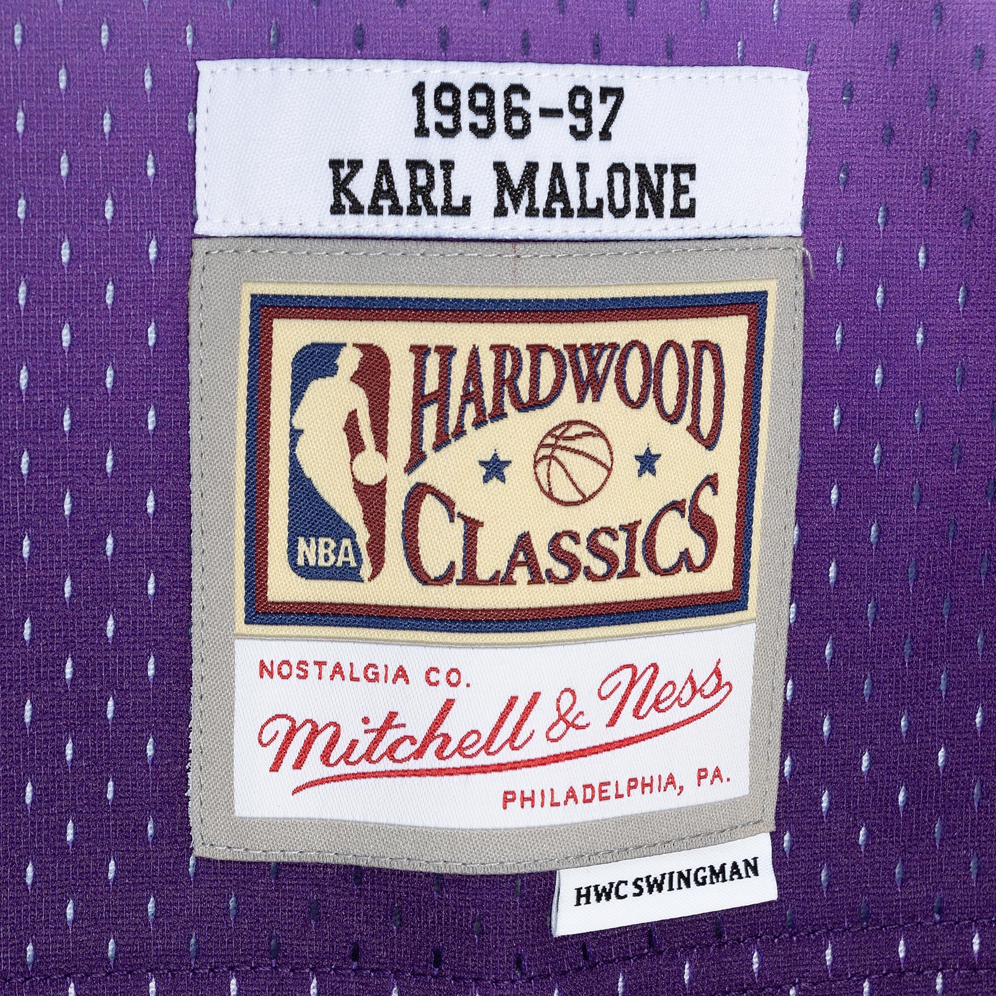 Mitchell Ness Karl Malone Purple/Turquoise Utah Jazz Hardwood Classics 1996/97 Split Swingman NBA Jersey Men's