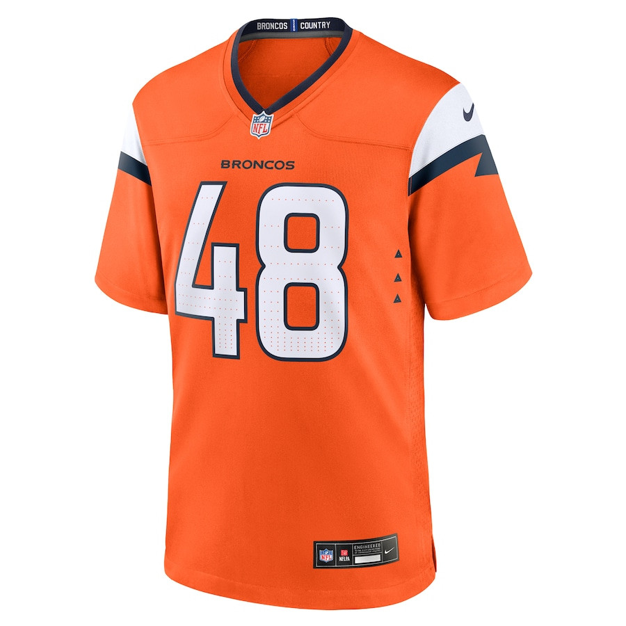 Mitchell Fraboni 48 Denver Broncos Team Game Orange NFL Jersey Men's