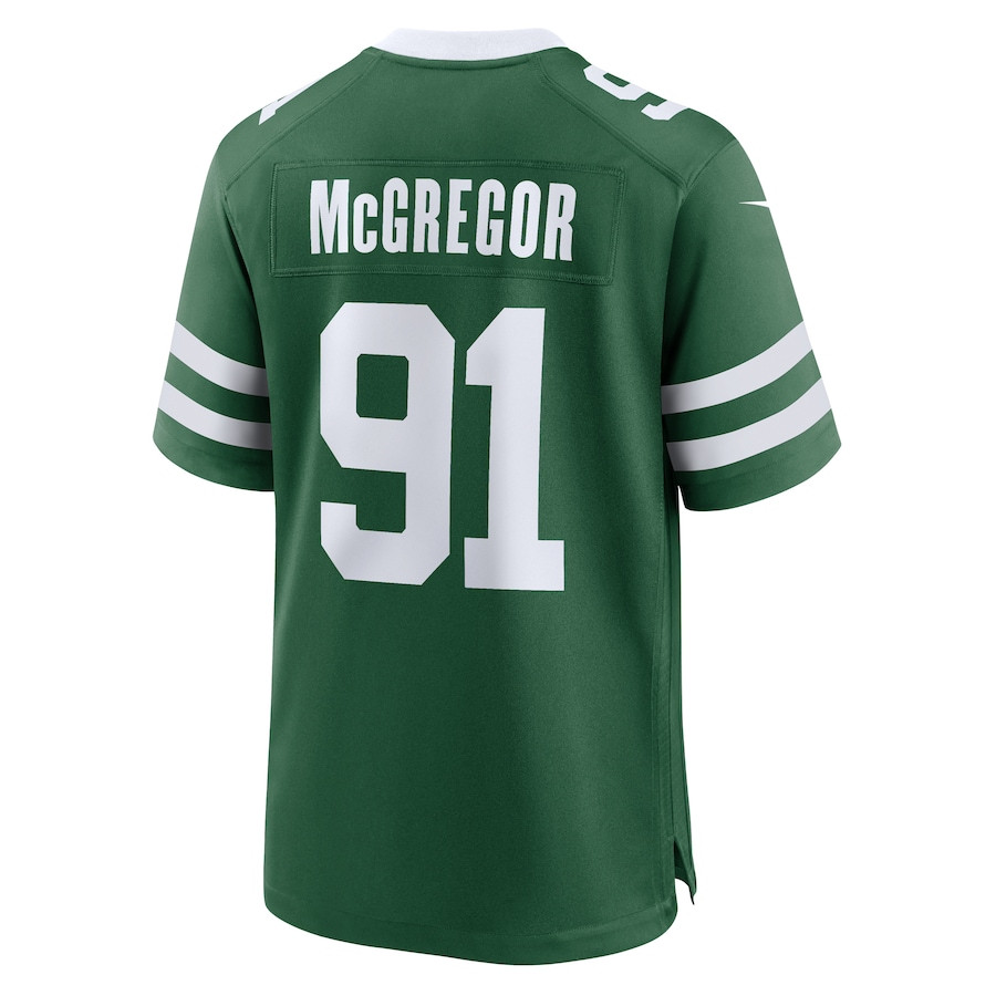 Braiden McGregor 91 New York Jets Team Game Legacy Green NFL Jersey Men's