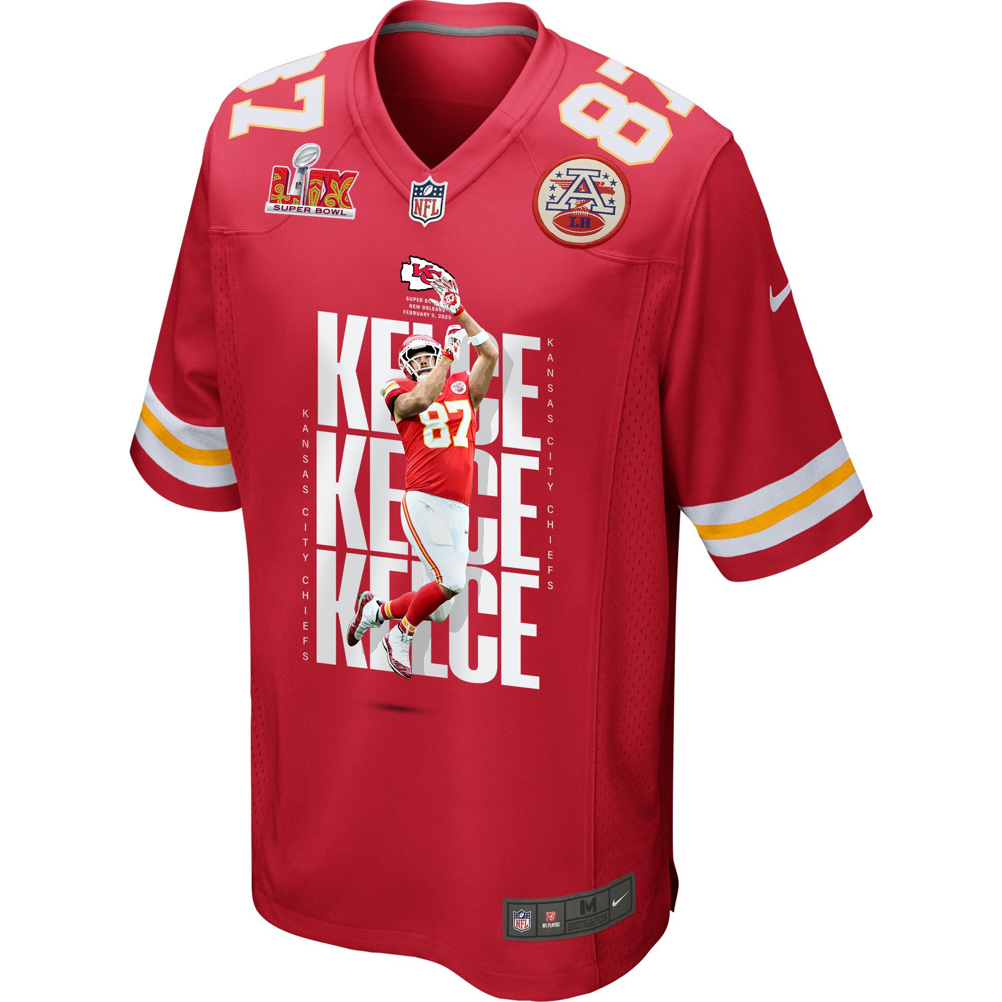Travis Kelce 87 Kansas City Chiefs Oh Say Can You Kelce Game Red NFL Jersey Men's