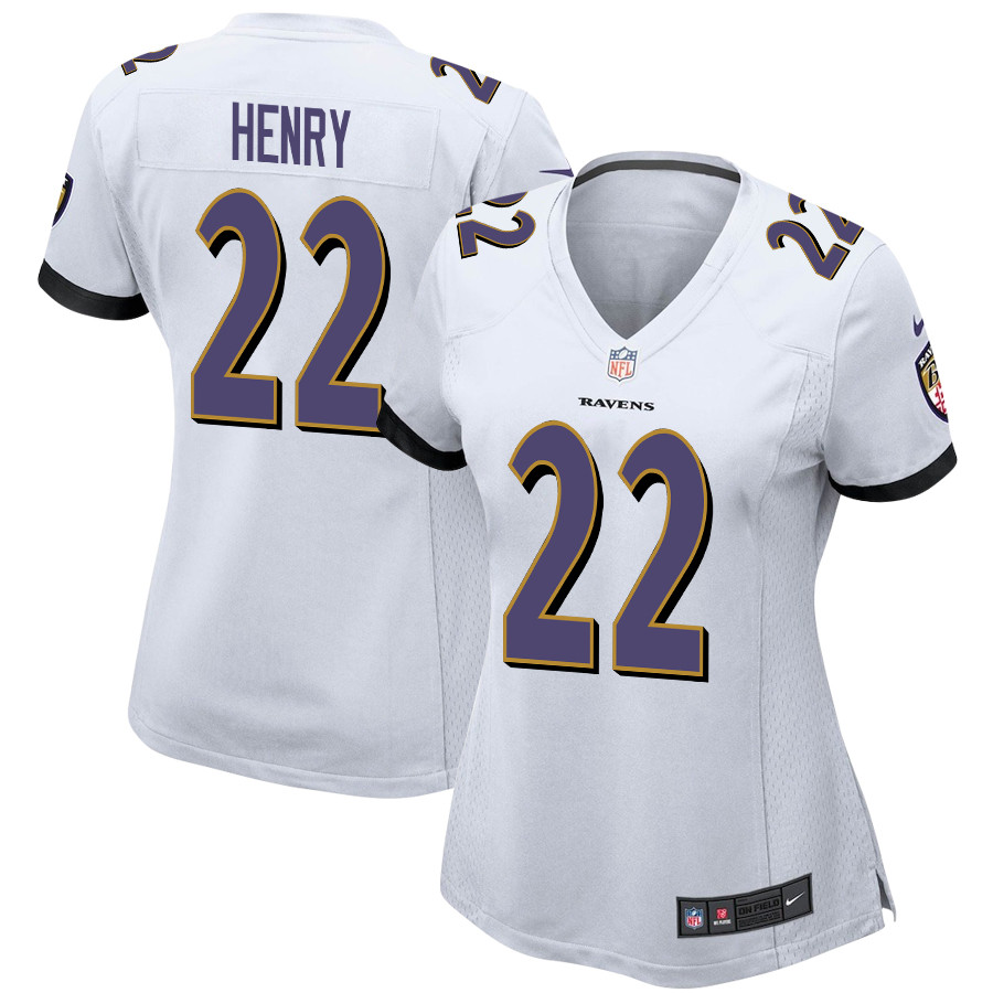 Derrick Henry 22 Baltimore Ravens Game White NFL Jersey Women's