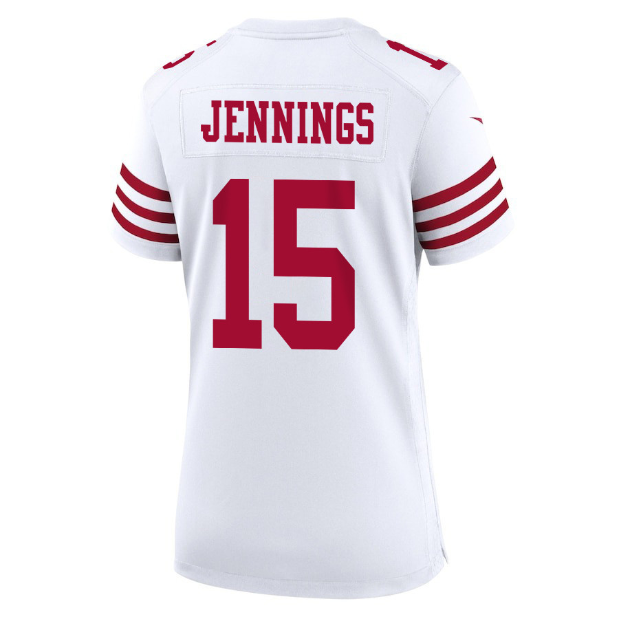 Jauan Jennings 15 San Francisco 49ers Super Bowl LVIII Patch Game White NFL Jersey Women's