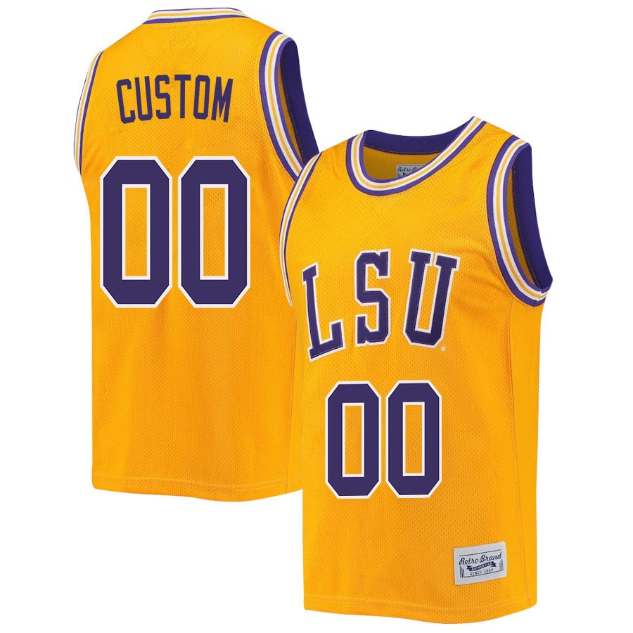 Custom 00 LSU Tigers 2023 Retro- Gold NCAA Jersey Men's