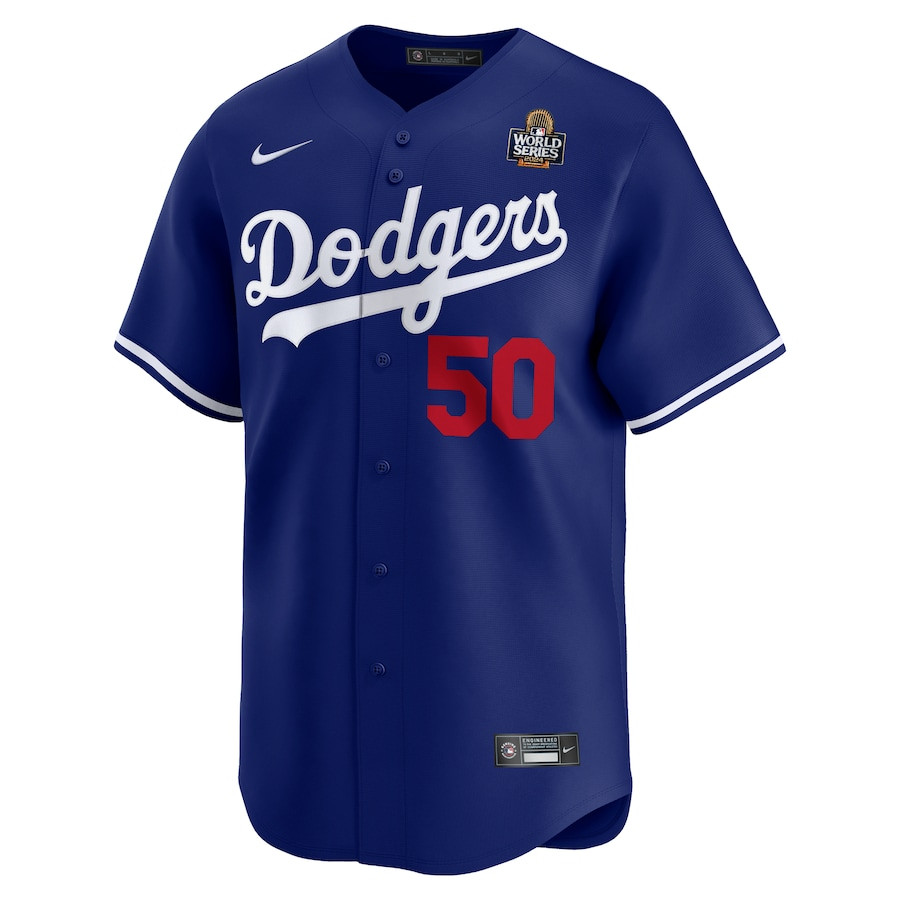Mookie Betts 50 Los Angeles Dodgers 2024 World Series Home Limited Player Royal MLB Jersey Men's