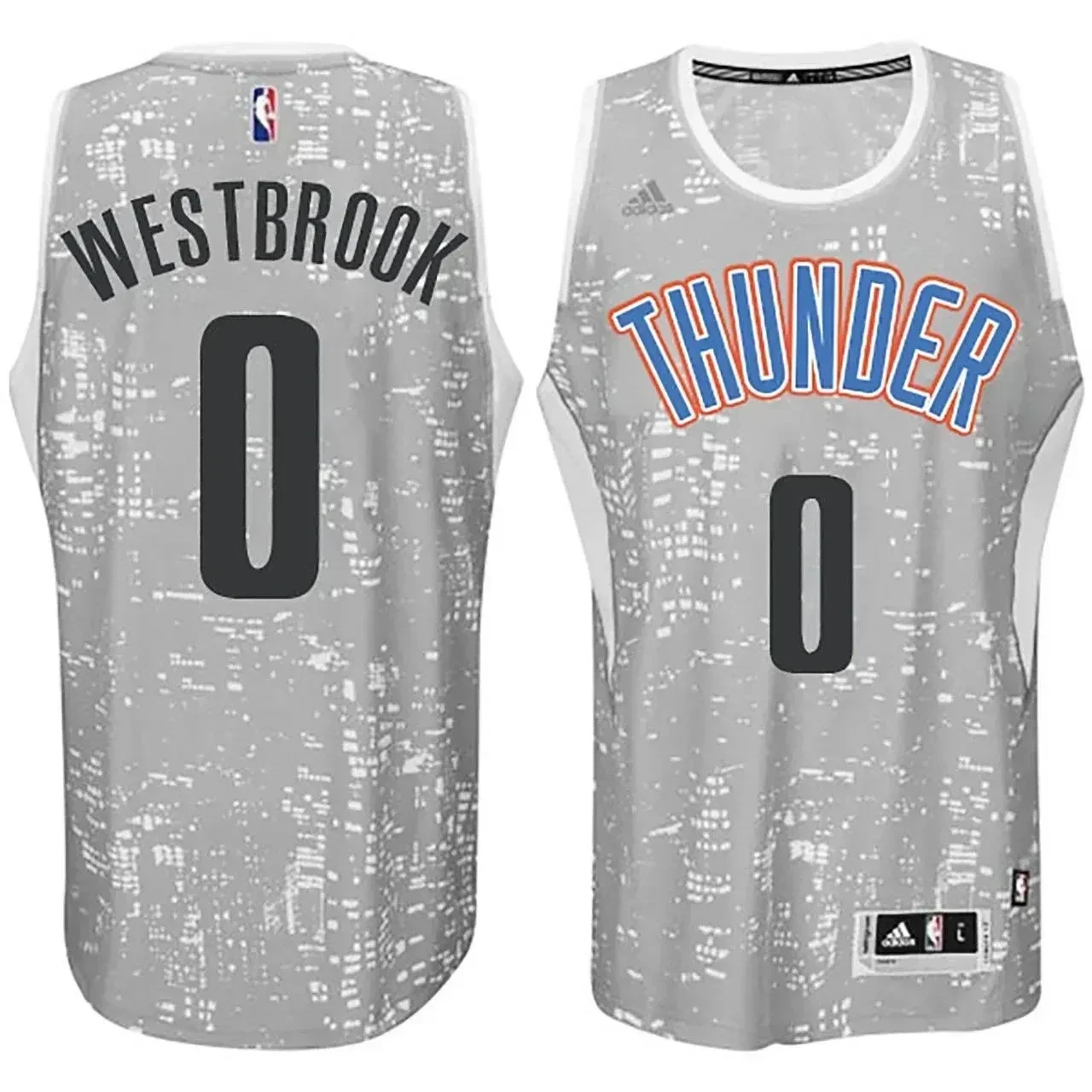 Oklahoma City Thunder 0 Russell Westbrook City Lights Gray Swingman NBA Jersey Men's
