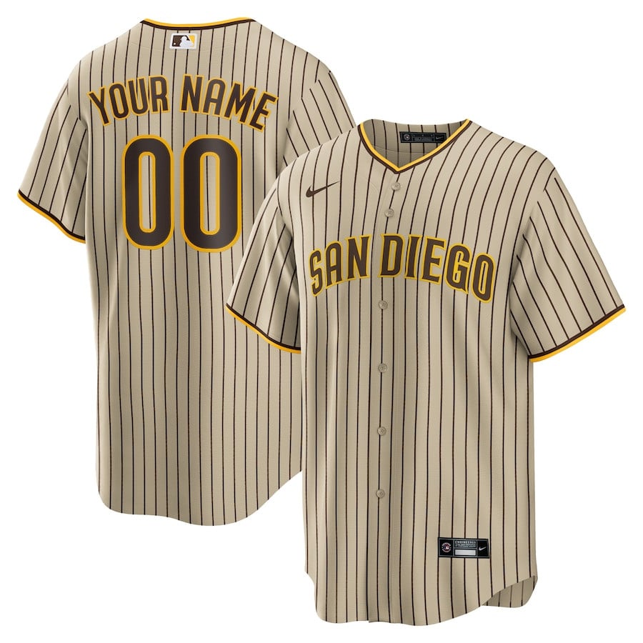 San Diego Padres Custom Alternate Tan MLB Jersey Men's