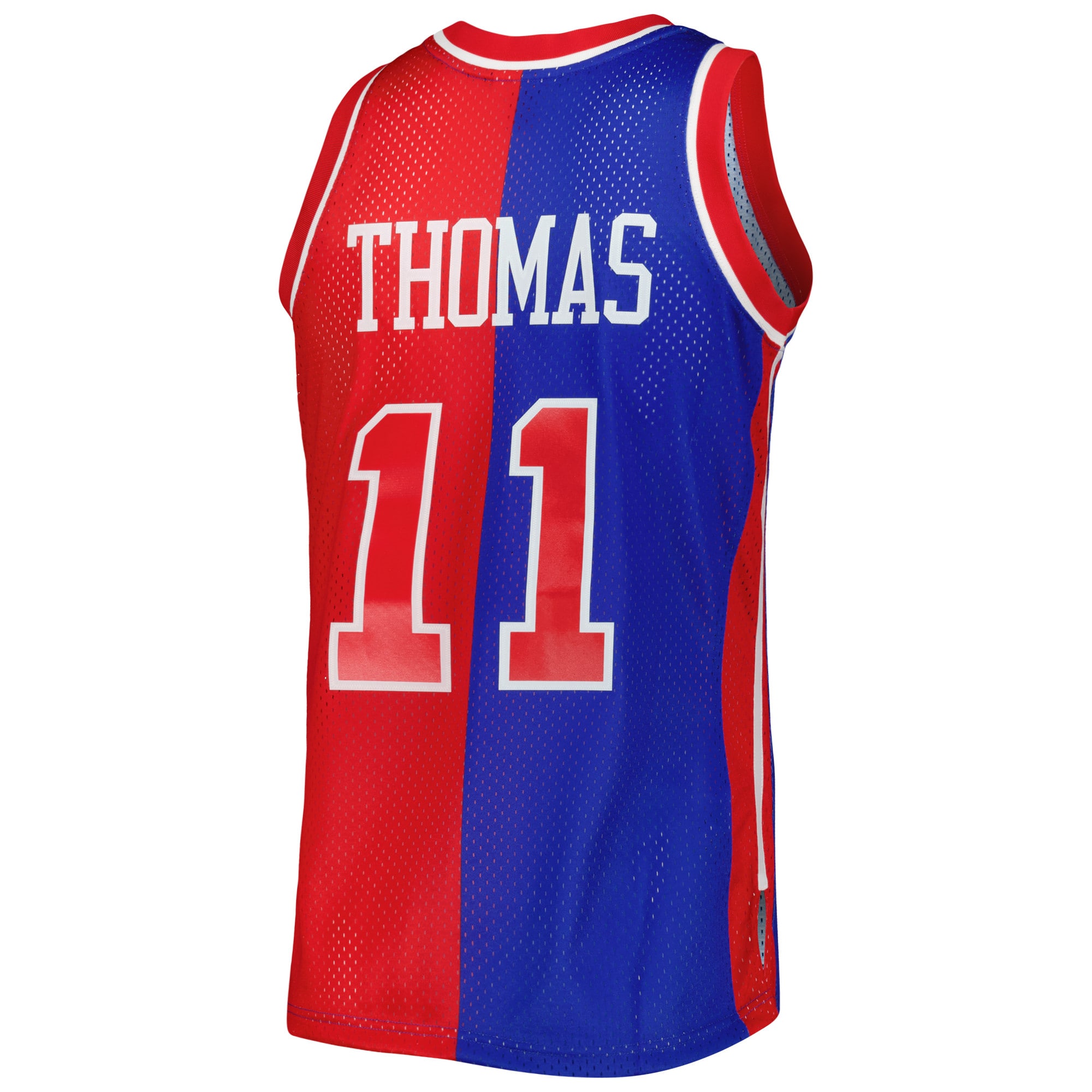Mitchell Ness Isiah Thomas Blue/Red Detroit Pistons Hardwood Classics 1988/89 Split Swingman NBA Jersey Men's