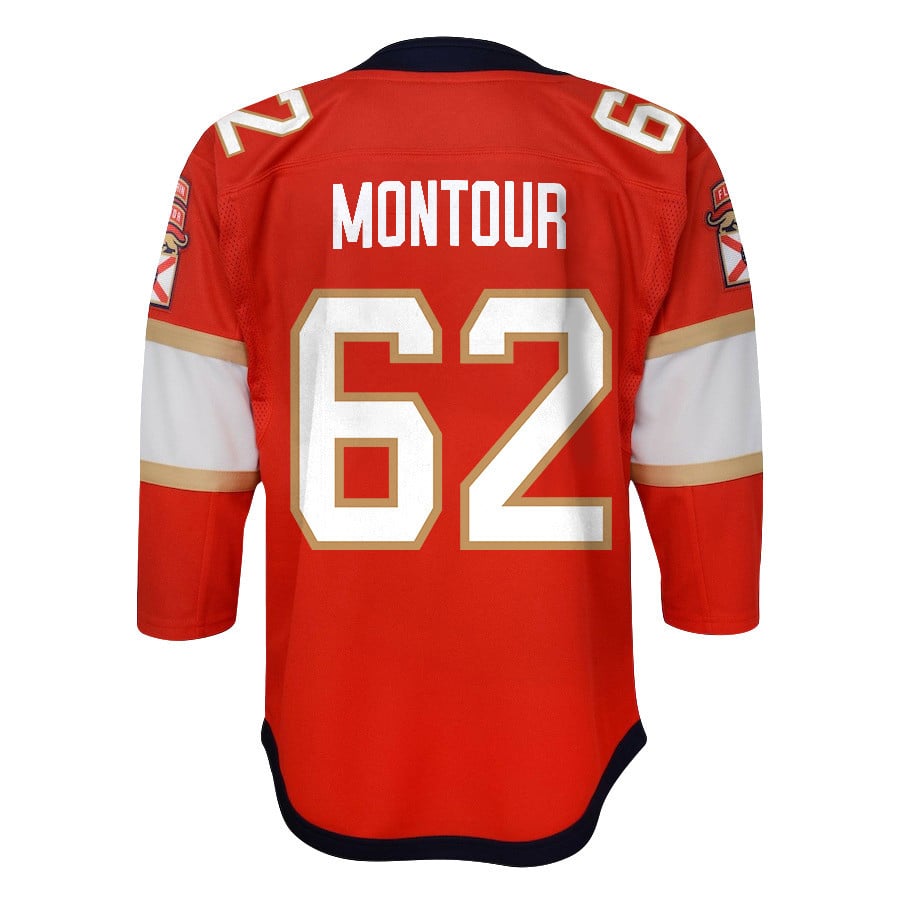Brandon Montour 62 Florida Panthers 2024 STANLEY CUP Final Home Breakaway Red NHL Jersey Youth