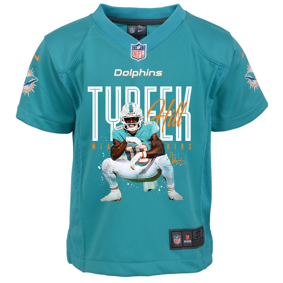 Tyreek Hill 10 Miami Dolphins Cheetah Celebration Game Aqua NFL Jersey Youth