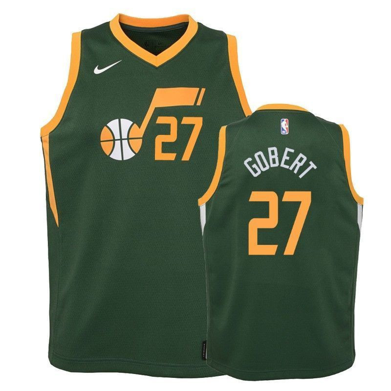 Utah Jazz Rudy Gobert 27 Earned Green NBA Jersey Youth