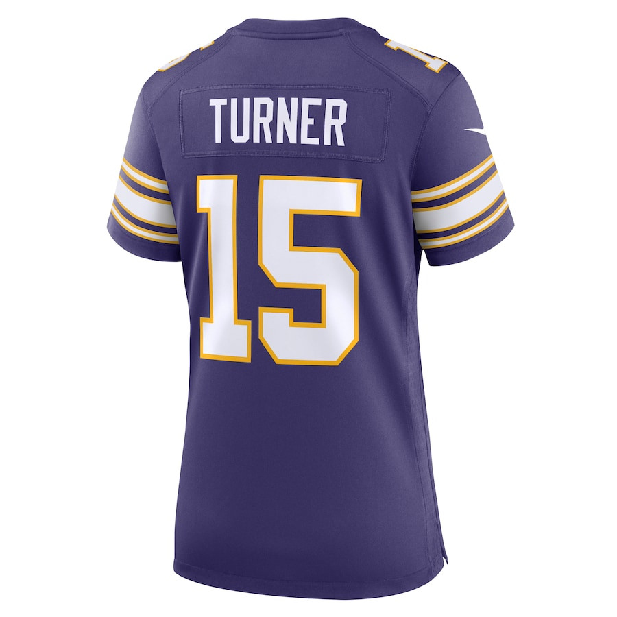 Dallas Turner 15 Minnesota Vikings Alternate Game Purple NFL Jersey Women's