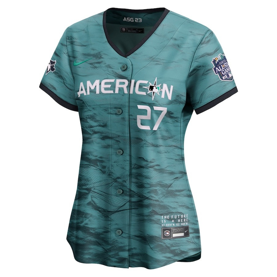 Vladimir Guerrero Jr. 27 American League 2023 All Star Game Limited Teal MLB Jersey Women's