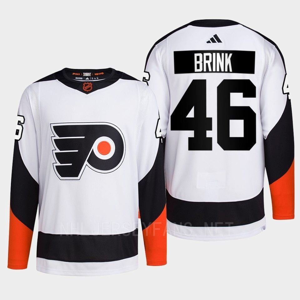 Philadelphia Flyers 2022 Reverse Retro 2.0 Bobby Brink 46 White Primegreen NHL Jersey Men's