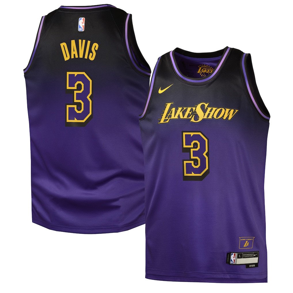 Anthony Davis 3 Los Angeles Lakers 2024/25 Swingman Playe City Edition Purple NBA Jersey Youth