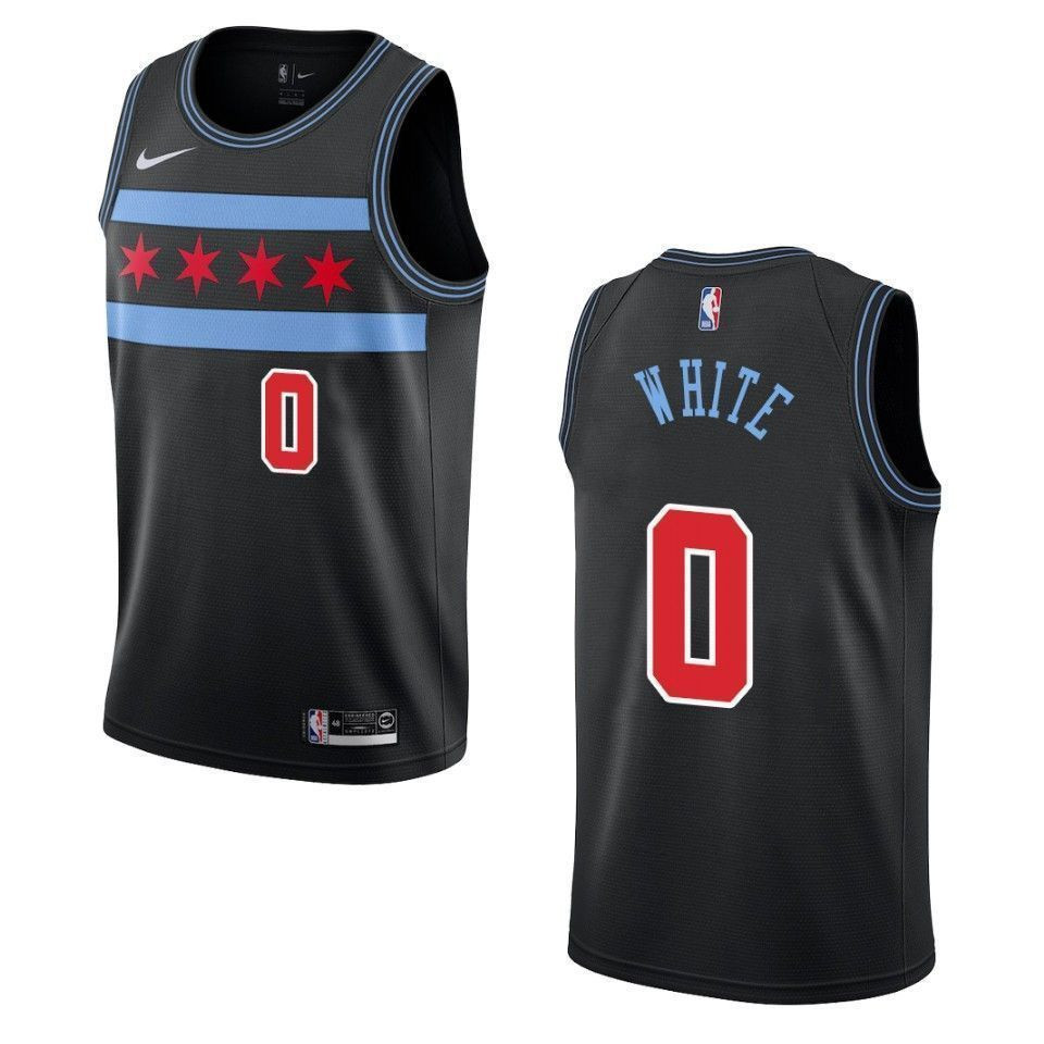 Chicago Bulls 0 Cob White City Swingman Black NBA Jersey Men's