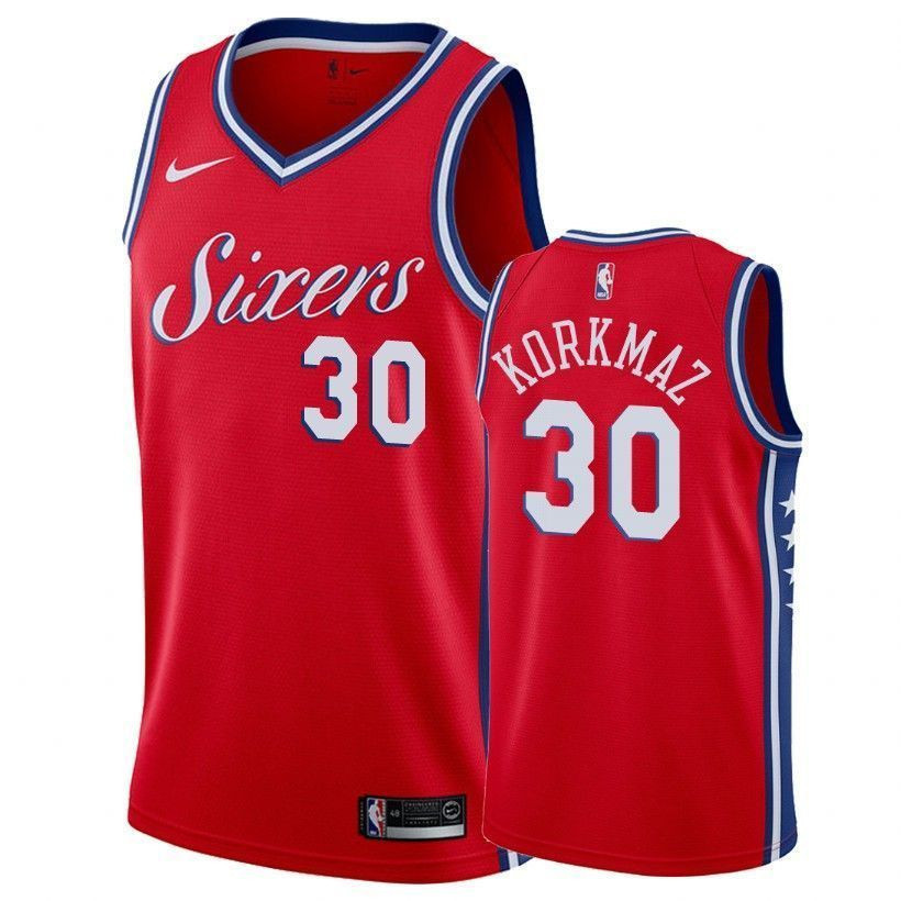 Philadelphia 76ers Furkan Korkmaz 30 Statet Edition Red NBA Jersey Men's