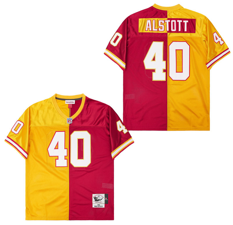 Mike Alstott 40 Tampa Bay Buccaneers Two-Toned Throwback Yellow/Red NFL Jersey Men's