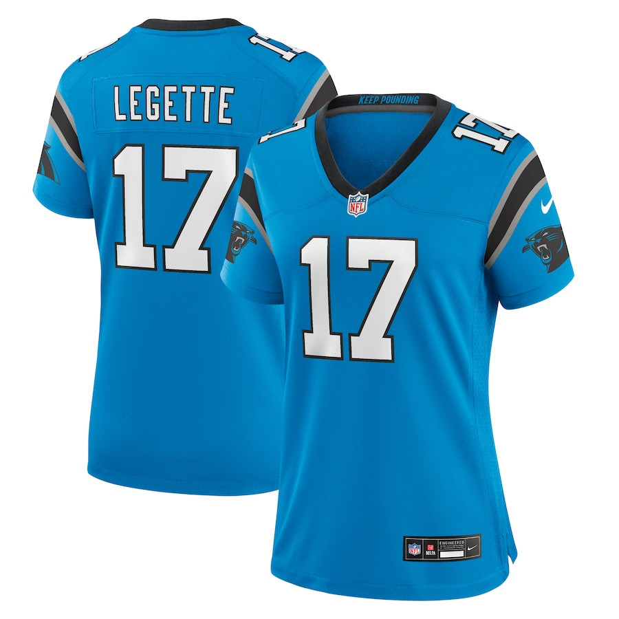 Xavier Legette 17 Carolina Panthers Alternate Game Blue NFL Jersey Women's