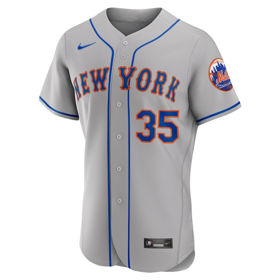 Justin Verlander 35 New York Mets Road Player Elite Gray MLB Jersey Men's