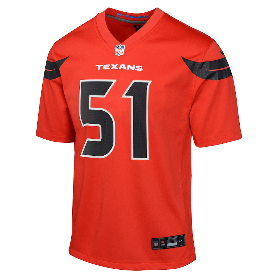 Will Anderson Jr. 51 Houston Texans Alternate Game Red NFL Jersey Youth