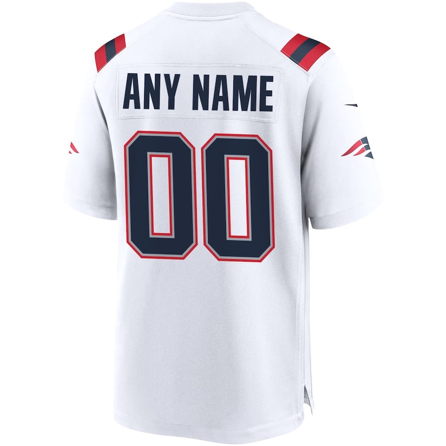 New England Patriots Custom Game White NFL Jersey Men's
