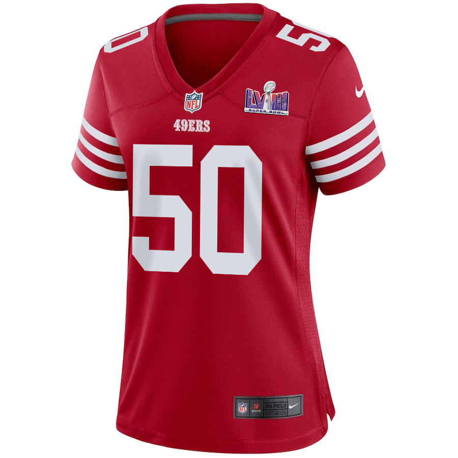 Jalen Graham 50 San Francisco 49ers Super Bowl LVIII Patch Game Scarlet NFL Jersey Women's