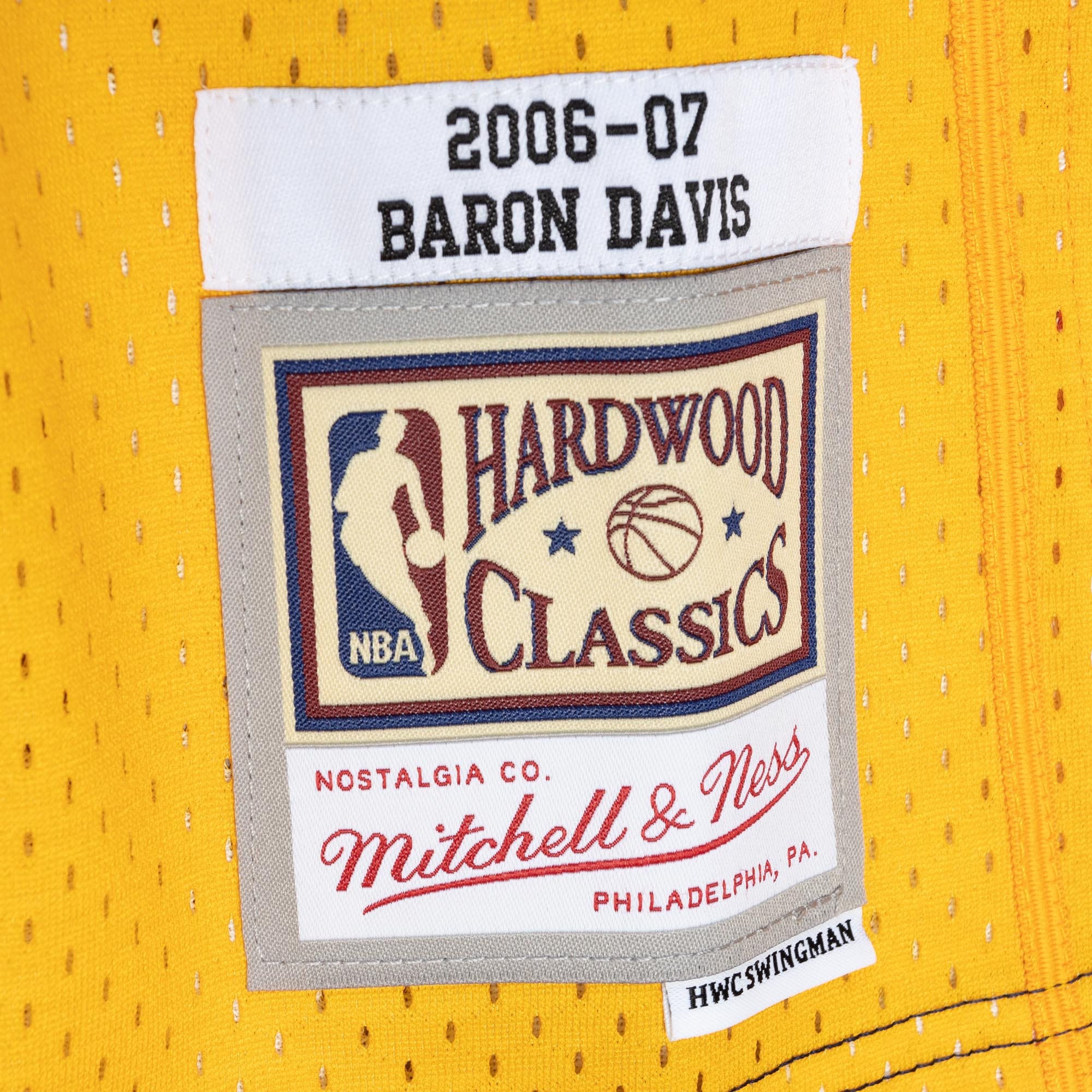 Mitchell Ness Baron Davis Navy/Gold Golden State Warriors Hardwood Classics 2006/07 Split Swingman NBA Jersey Men's