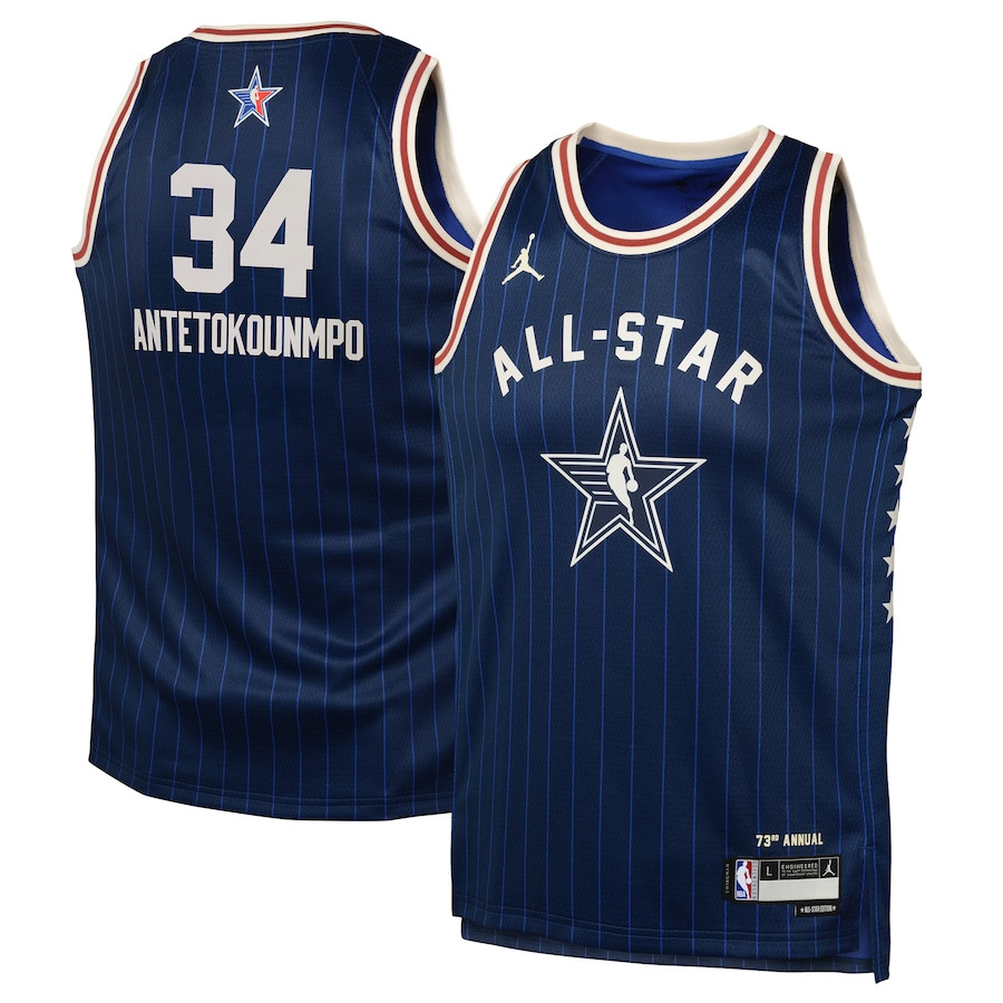 Giannis Antetokounmpo 34 2024 All Star Game Swingma Navy NBA Jersey Youth
