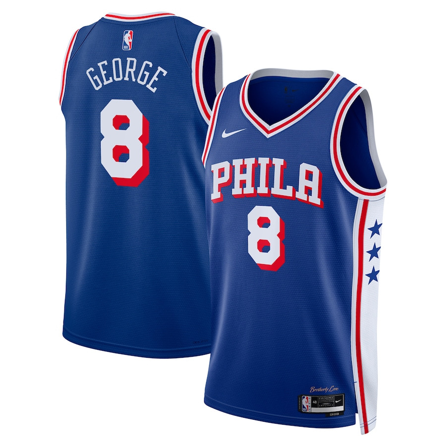 Paul George 8 Philadelphia 76ers Unisex 2024 Offseason Addition Swingman Royal NBA Jersey Unisex