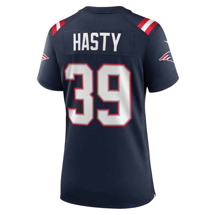 Jamycal Hasty 39 New England Patriots Game Navy NFL Jersey Women's