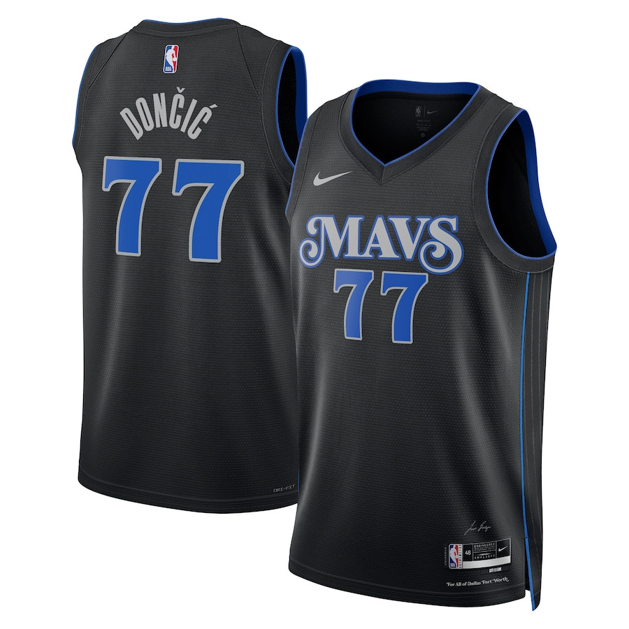 Luka Doncic 77 Dallas Mavericks 2023/24 City Edition Swingman Black NBA Jersey Men's