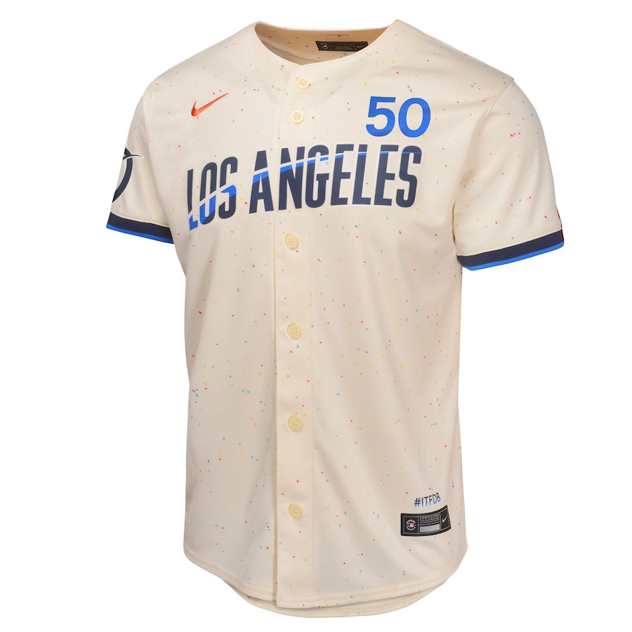 Mookie Betts 50 Los Angeles Dodgers 2024 City Connect Limited Cream MLB Jersey Youth