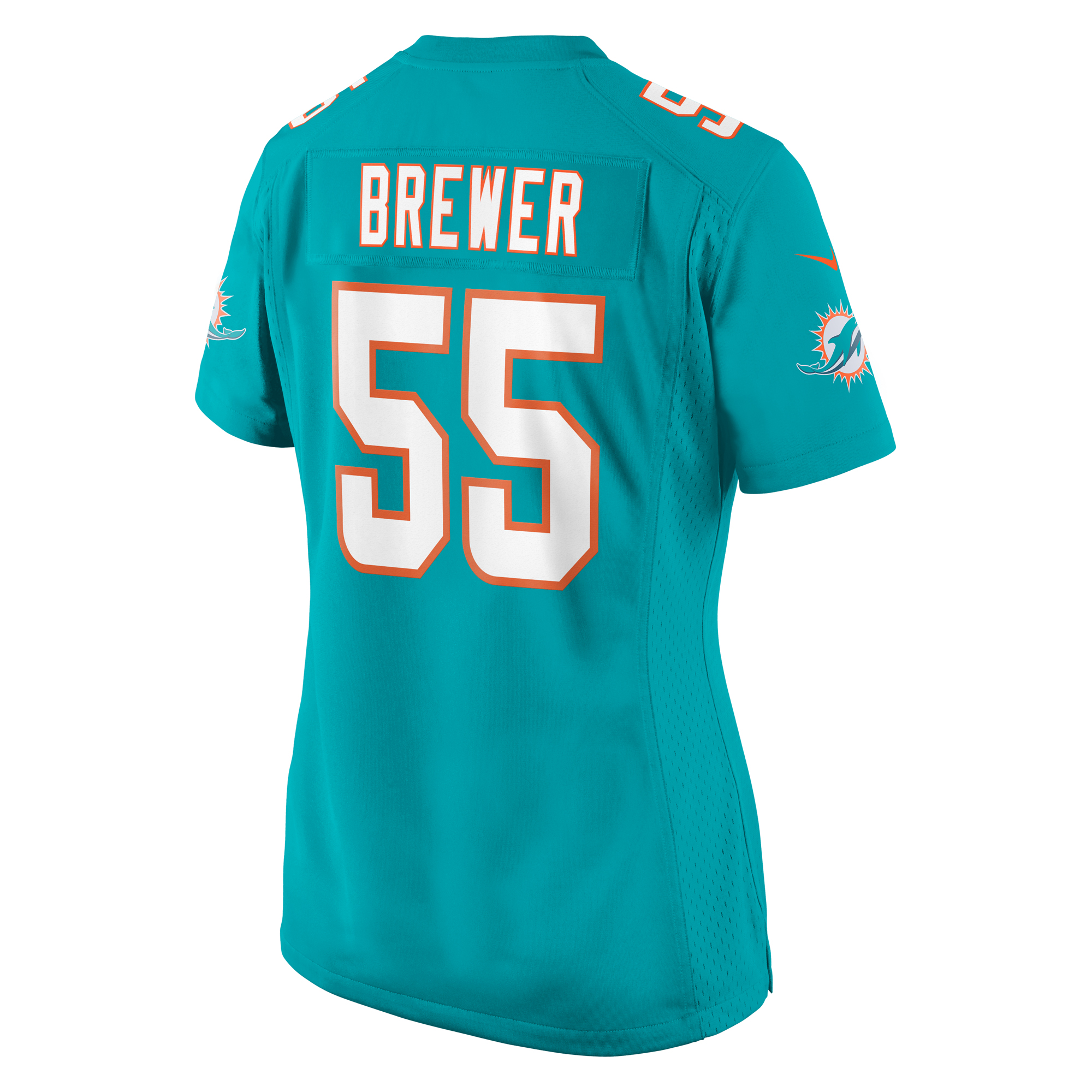 Miami Dolphins Aaron Brewer Aqua Game NFL Jersey Women's