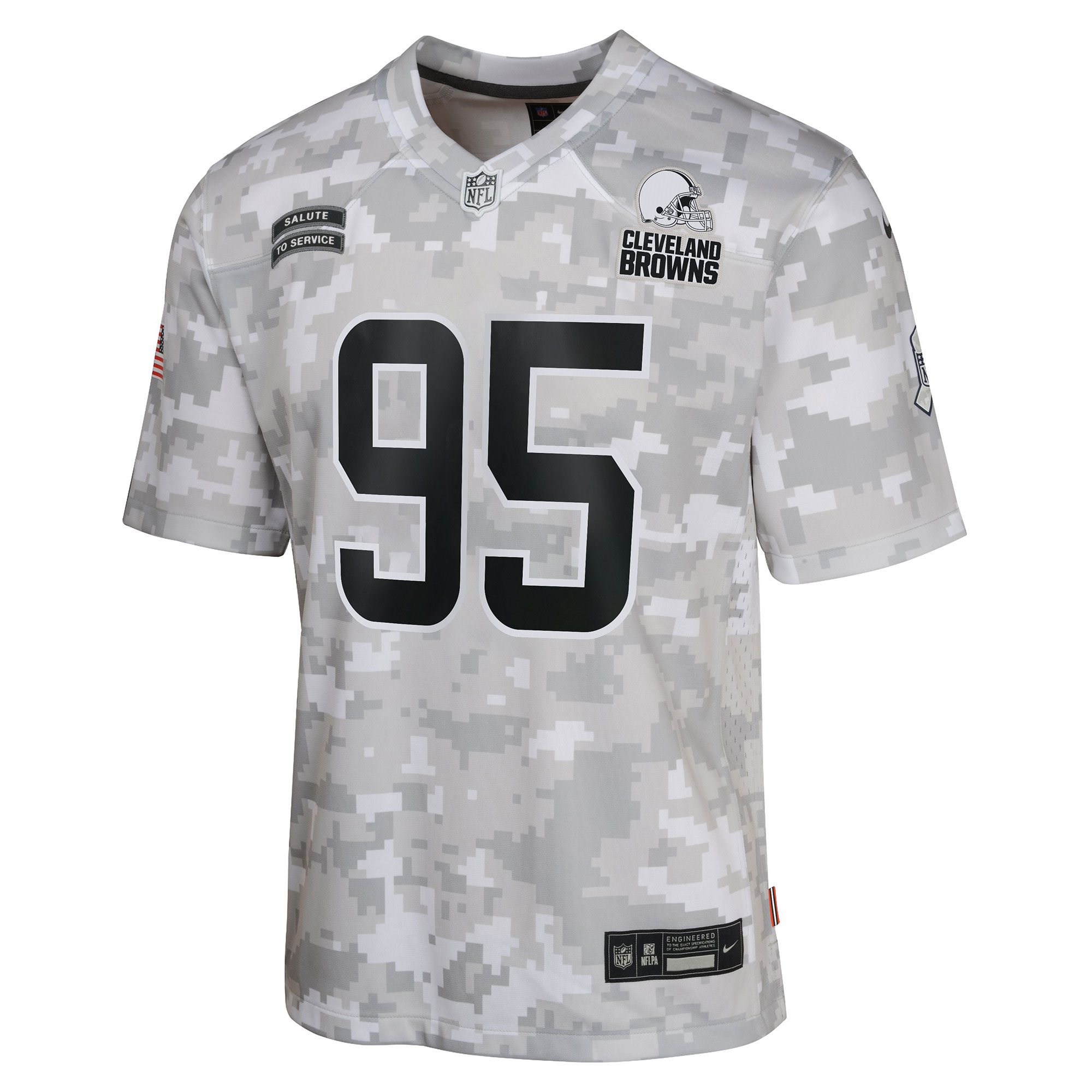 Cleveland Browns Myles Garrett Arctic Camo 2024 Salute to Service Game NFL Jersey Youth
