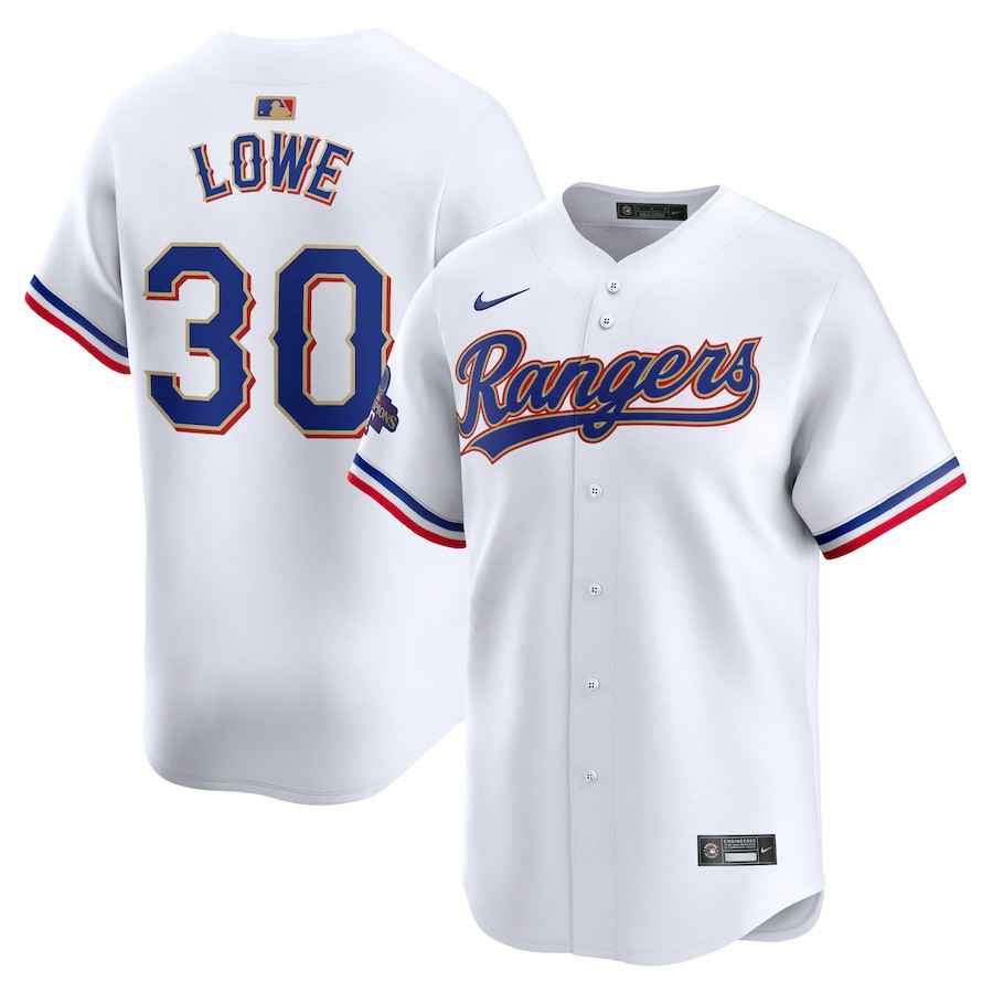 Nathaniel Lowe 30 Texas Rangers 2024 Gold Collection Limited White MLB Jersey Men's