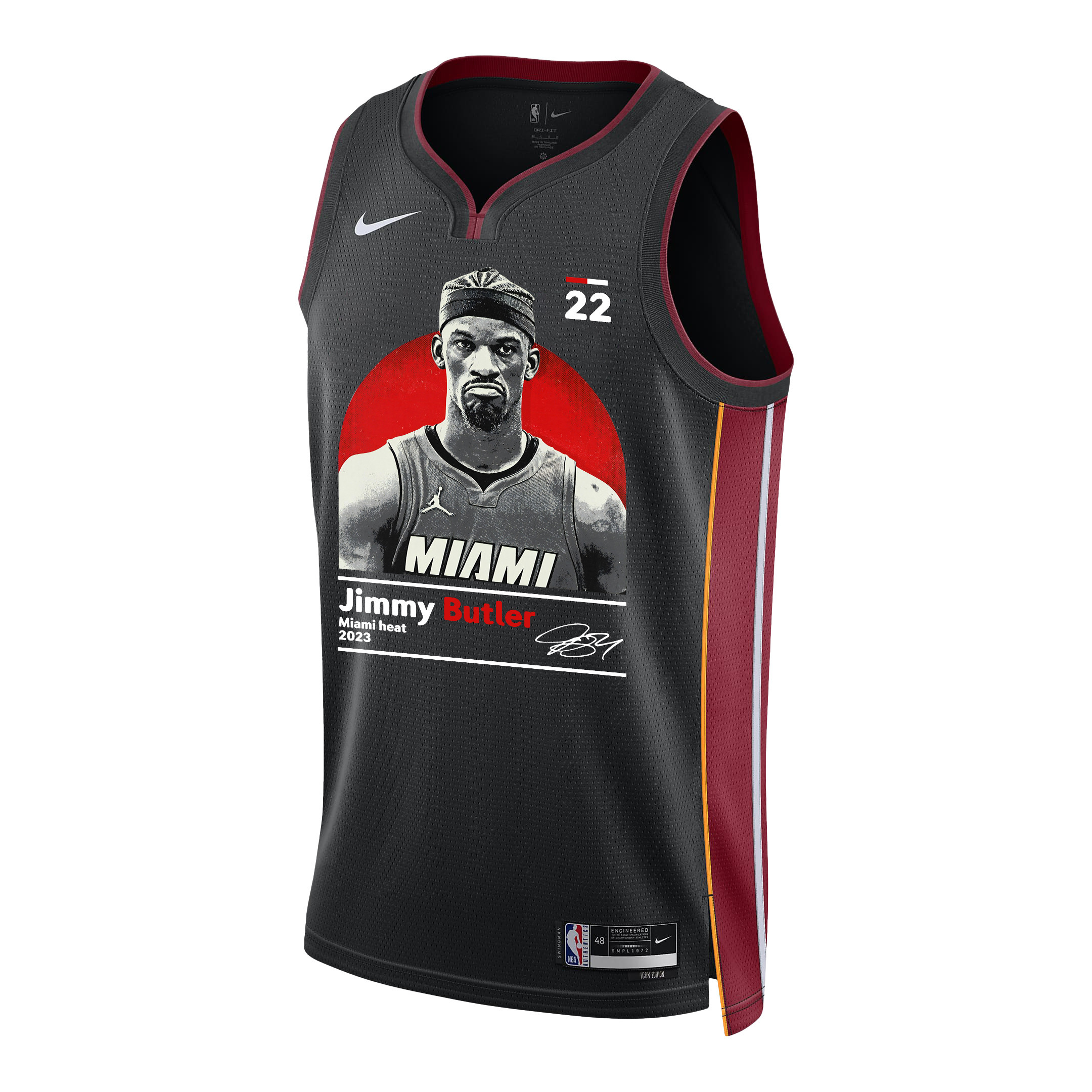 Jimmy Butler 22 Miami Heat Heart And Soul 2023 Champions Swingman Black NBA Jersey Men's