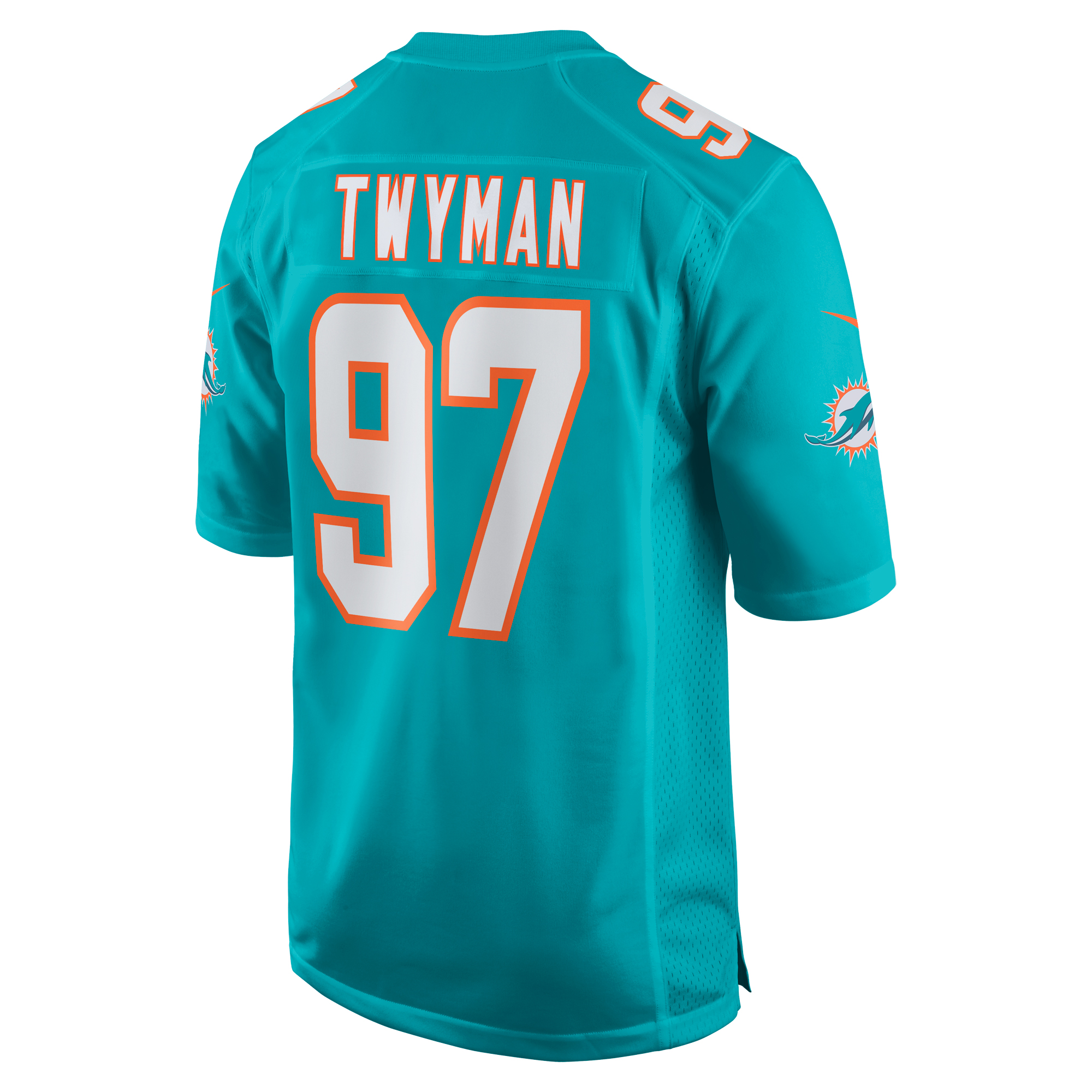 Miami Dolphins Jaylen Twyman Aqua Home Game Player NFL Jersey Men's