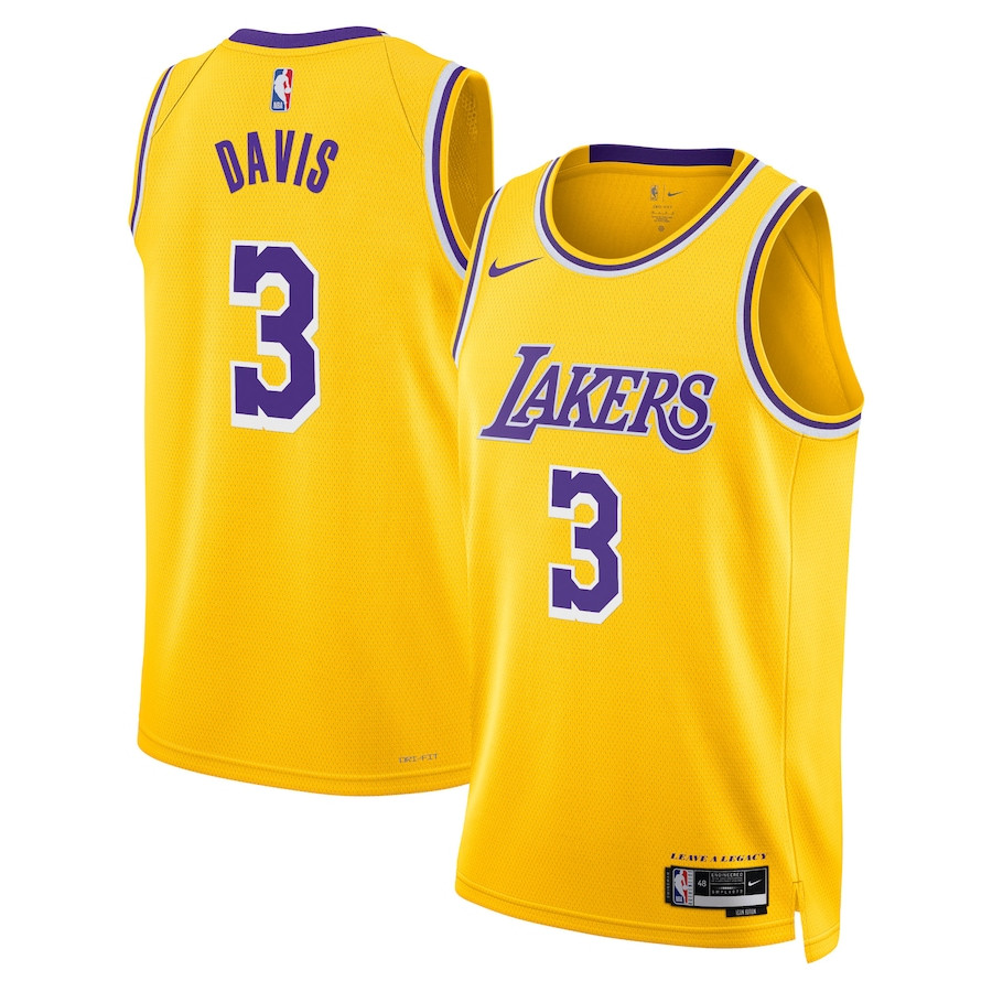 Anthony Davis 3 Los Angeles Lakers Unisex Swingman Icon Edition Gold NBA Jersey Unisex