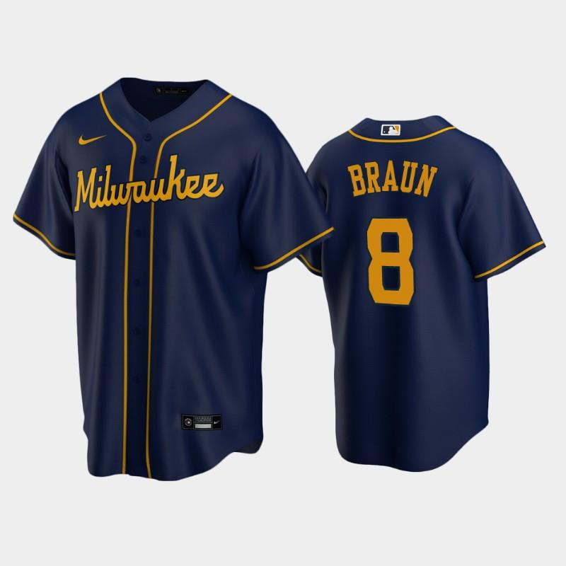 Milwaukee Brewers 8 Ryan Braun Alternate Navy MLB Jersey Men's