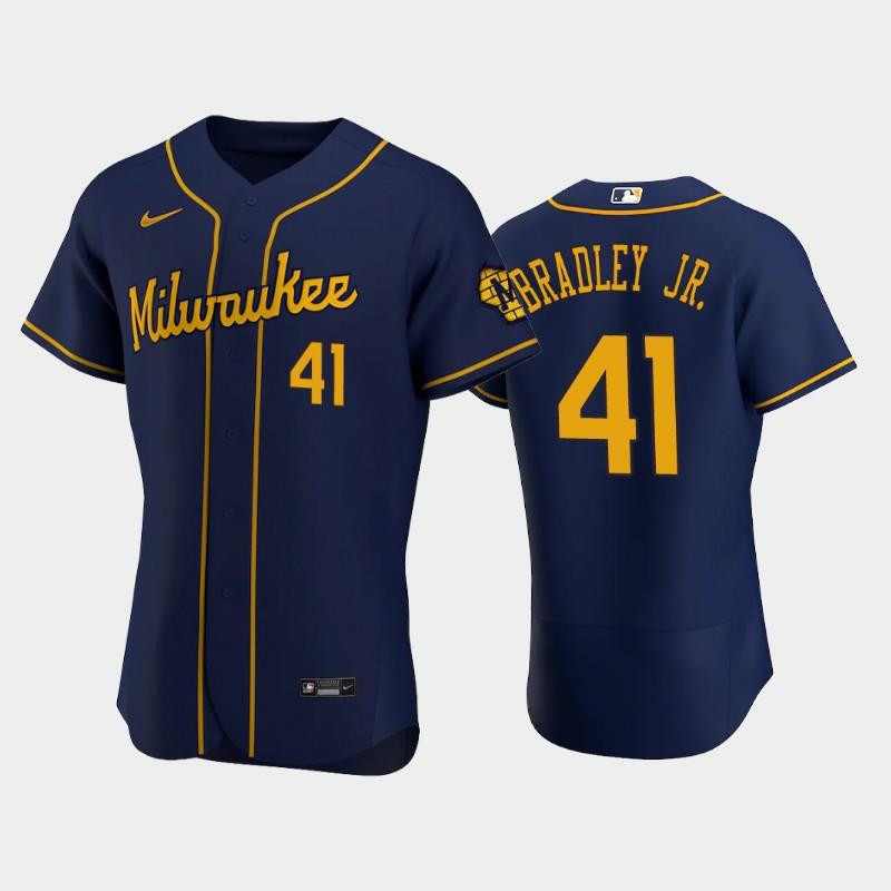 Milwaukee Brewers 41 Jackie Bradley Jr. Alternate Team Navy MLB Jersey Men's